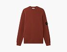 Stone Island Ribbed Soft Organic Cotton Crewneck Jumper Brick Red