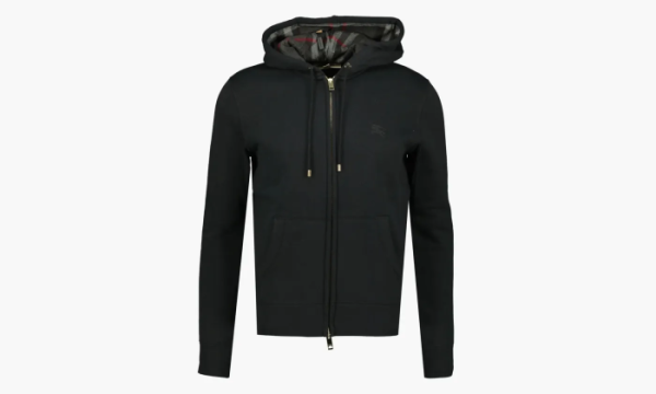 Burberry Clarendon Check Hood Zip Up Hoodie Black 
