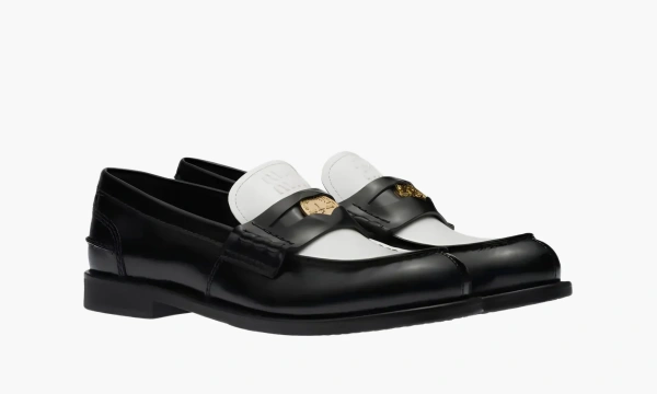Miu Miu Leather Loafers White Black 