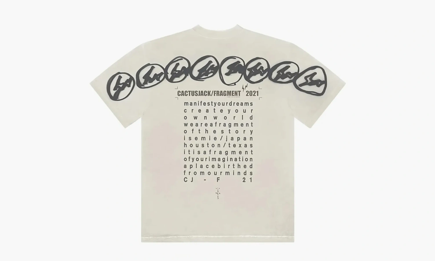 Travis Scott Cactus Jack X Fragment Manifest T-shirt White 