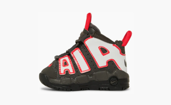 Nike Air More Uptempo TD "Medium Ash Siren Red White" 