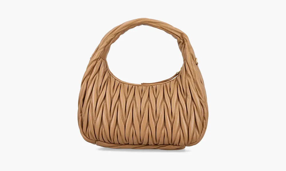 Miu Miu Wander Matelasse Nappa Leather Hobo Bag Caramel