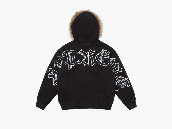 Supreme Faux Fur Zip Up Hooded Sweatshirt Black 
