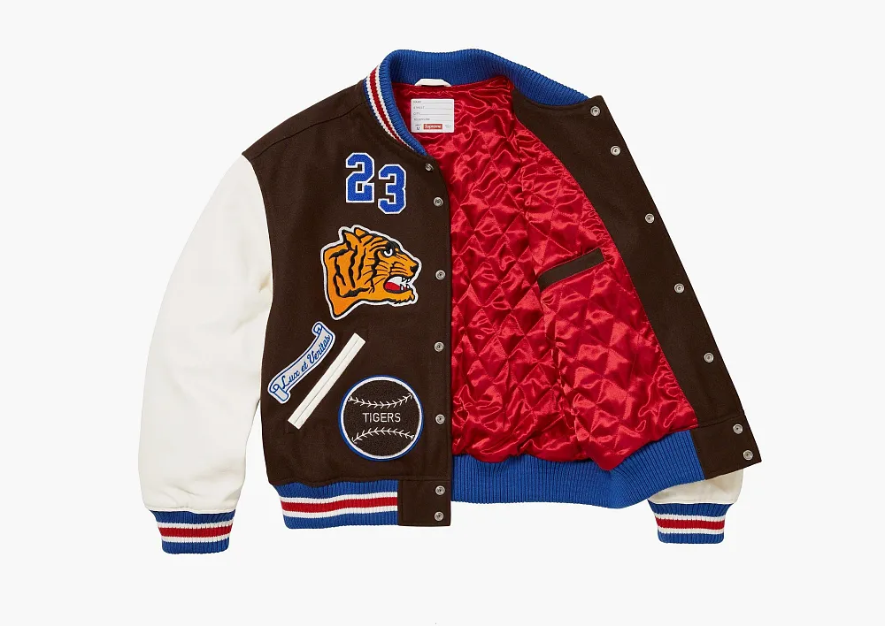 Supreme Tiger Varsity Jacket Brown