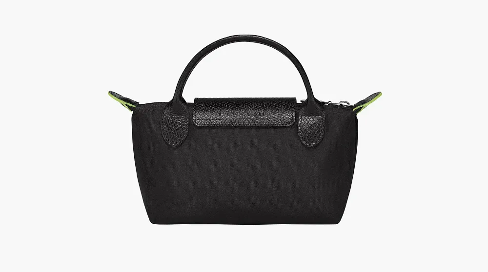 Longchamp Le Pliage Green Handle Pouch Black