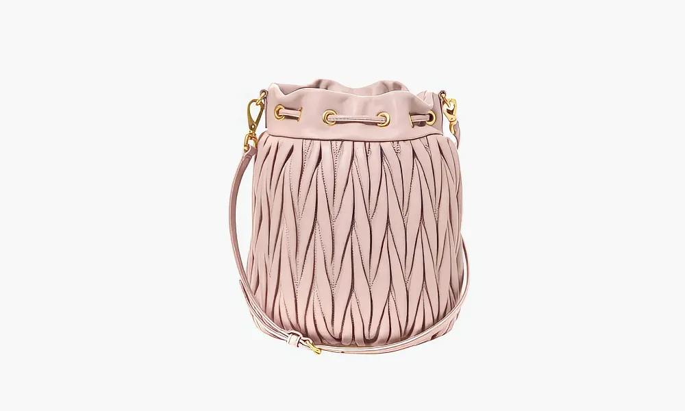 Miu Miu Matelasse Nappa Leather Bucket Bag Opal