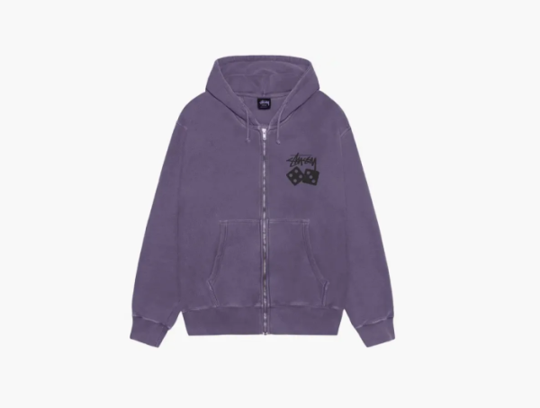 Stussy Dice Zip Hoodie Pigment Dyed Grape  Stussy Dice Zip Hoodie Pigment Dyed Grape
