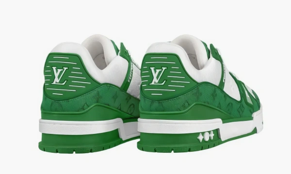 Louis Vuitton Trainer Green Monogram Denim White 
