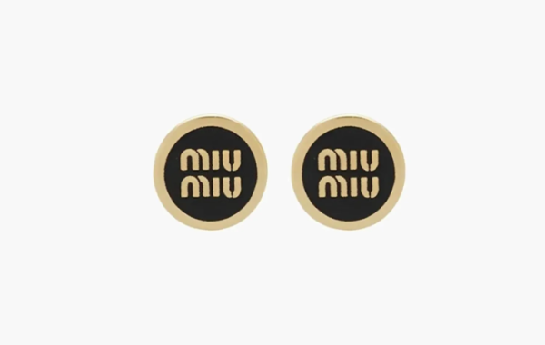 Miu Miu Enameled Metal Earrings Black 