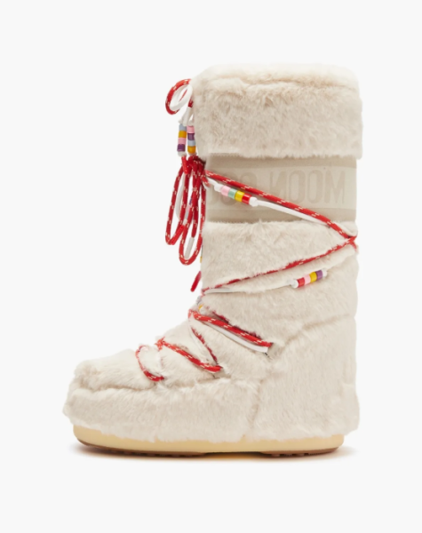 Moon Boot Icon Faux Fur Beads Cream 