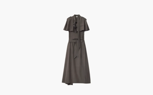 Burberry Silk Trench Dress Gray 