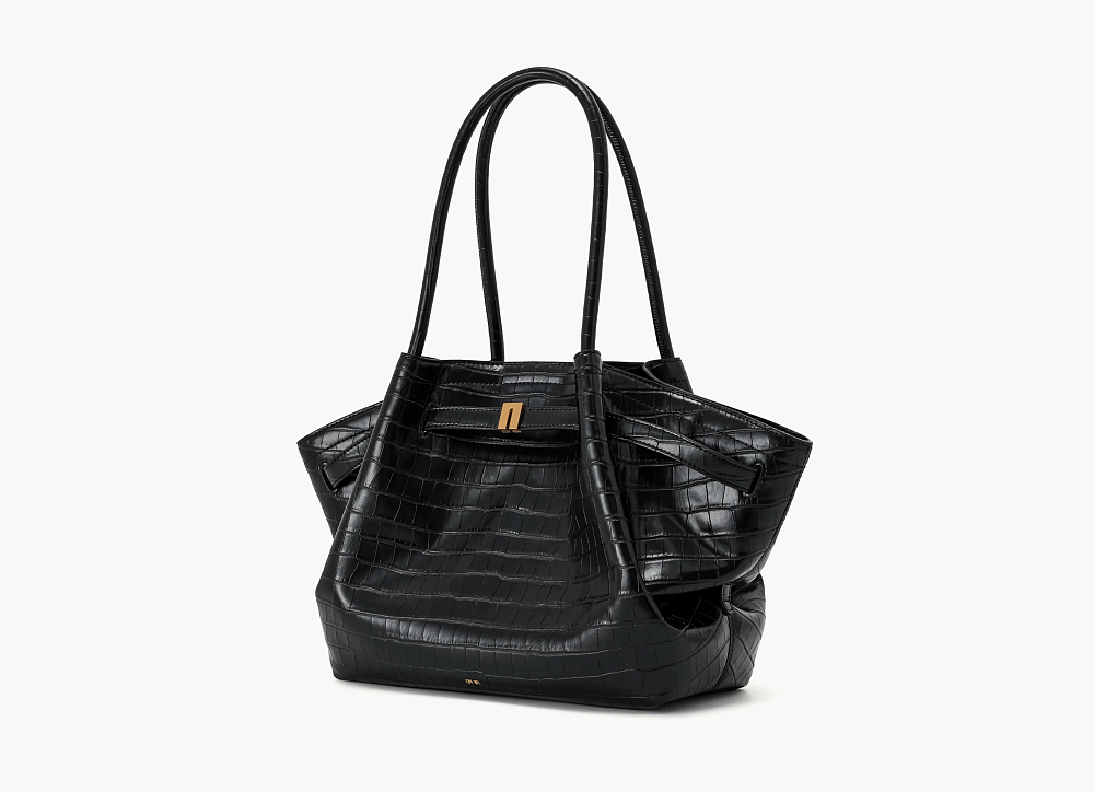 JW PEI Hana Medium Tote Bag Black Croc