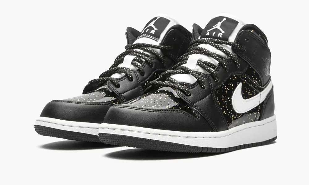 Air Jordan 1 Mid SE GS Black Glitter