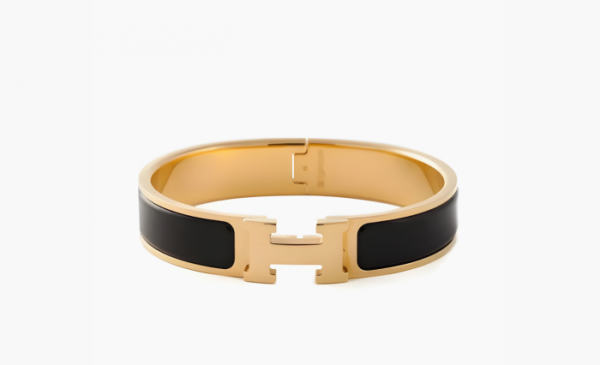 Hermès Pre-owned - Clic Clac H Bracelet - Women - Palladium Plated Brass/Black Enamel  Gold 