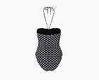Saint Laurent Dotted Bustier Swimsuit Black