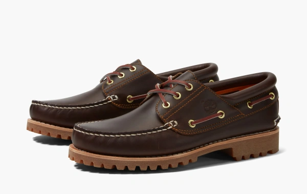 Timberland 3-Eye Lug Handsewn Boat Shoe Md Brown Full Grain 