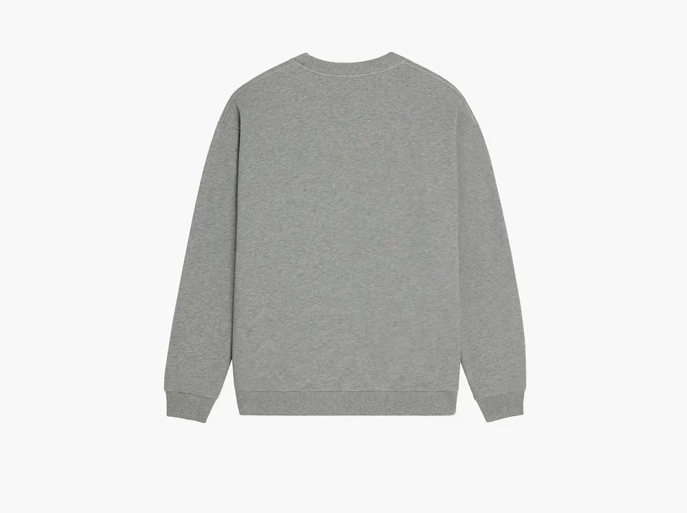 Celine Loose Sweatshirt In Cotton Fleece Grey Melange Red Off White