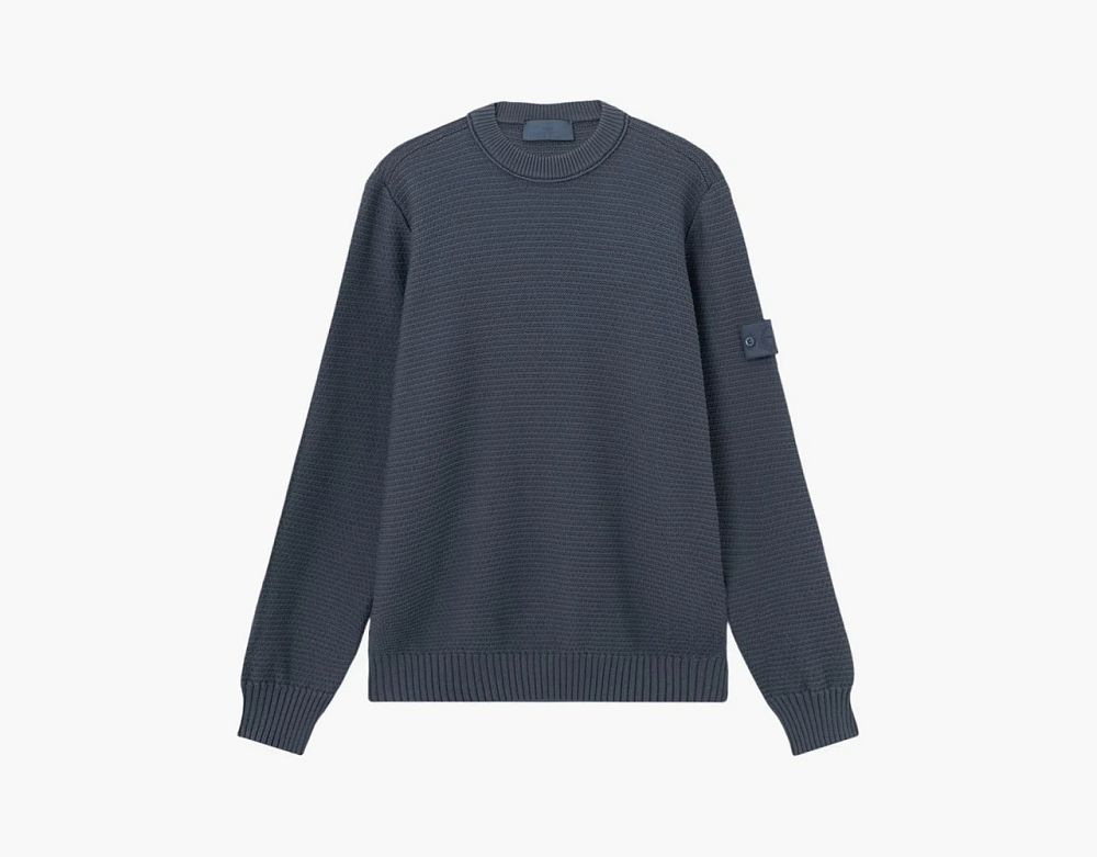 Stone Island Ghost Cotton Cashmere Knit Jumper Slate Blue