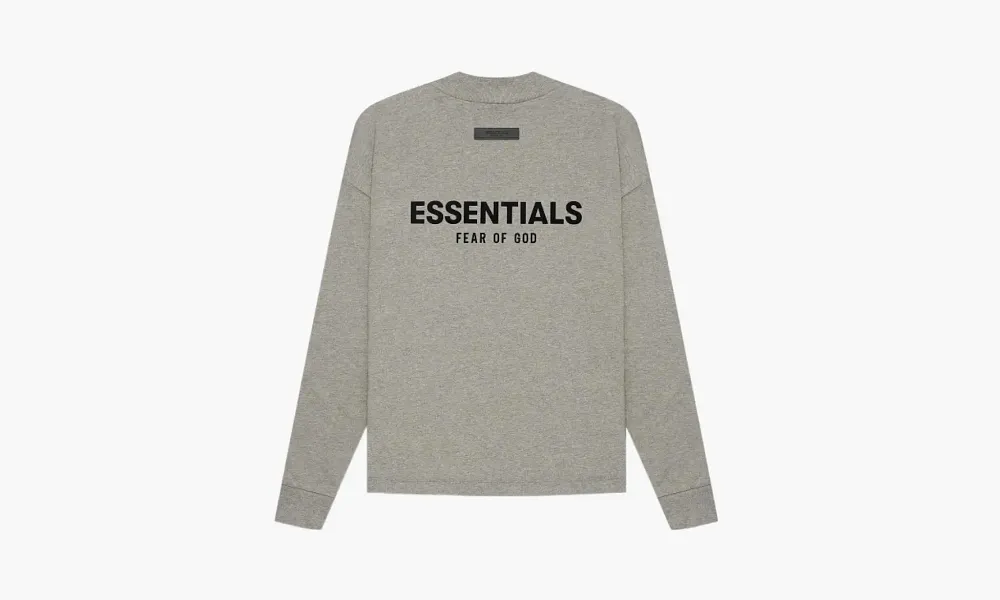Fear Of God Essentials Long Sleeve Ss22 Tee Dark Oatmeal Logo