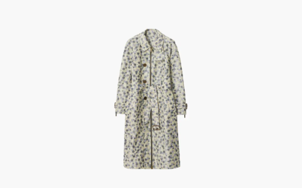 Burberry Long Daisy Lightweight Zip Car Coat Beige Yellow 