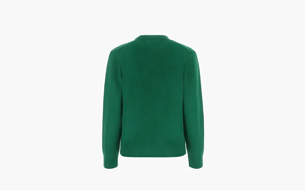 SPORTY & RICH Embroidered Logo Crew Neck Wool Knit Top Green