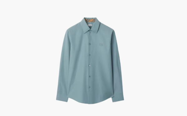 Burberry Slim Fit Cotton Poplin Shirt Blue 