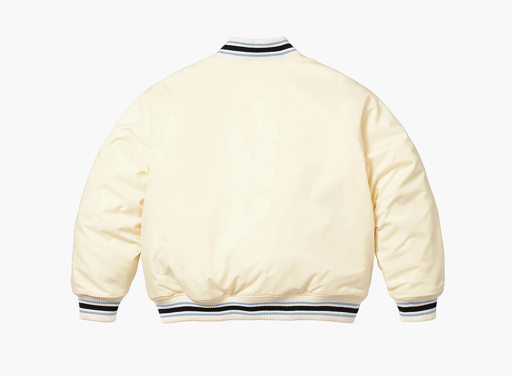 Supreme x Mitchell & Ness Satin Varsity Jacket White