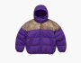Supreme Leather Yoke Puffer Jacket Purple 