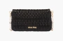 Miu Miu Crystal Cloque Nappa Leather Shoulder Bag "Black" 