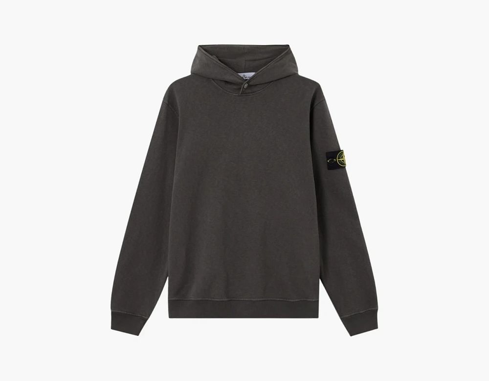 Stone Island Malfile Fleece Hooded Sweatshirt Charcoal Grey
