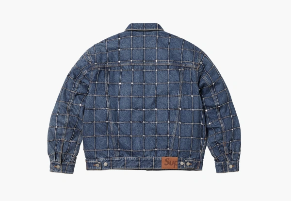 Supreme Studded Seam Denim Trucker Jacket  Blue  Supreme Studded Seam Denim Trucker Jacket  Blue