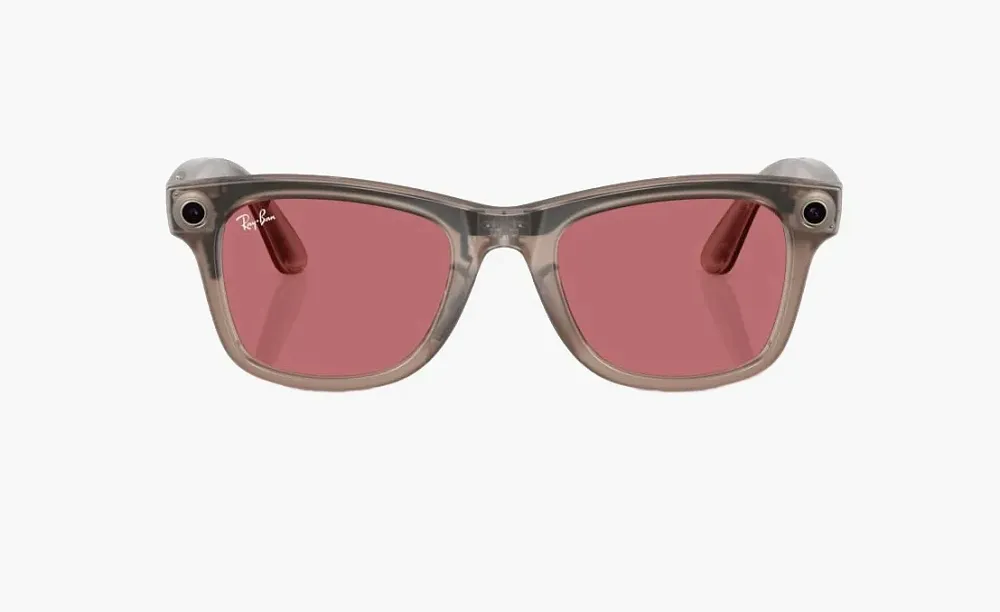 Ray-Ban Meta Wayfarer Sunglasses Warm Stone Clear/Watermelon Red