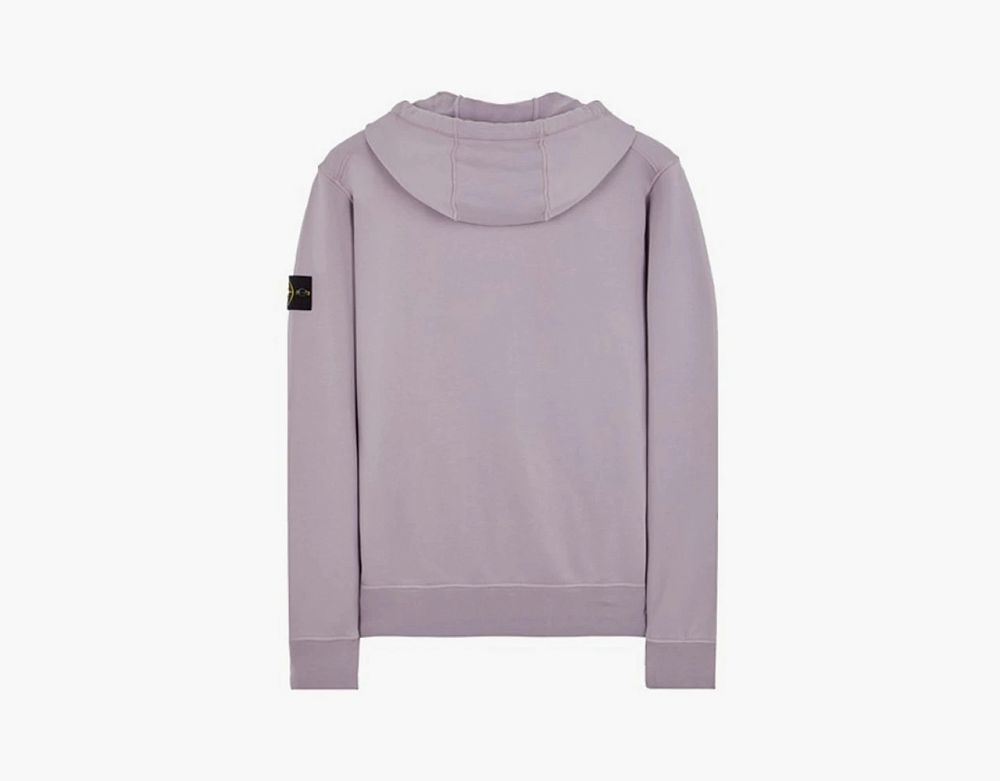 Stone Island Brushed Cotton Full Zip Hoodie Lavender