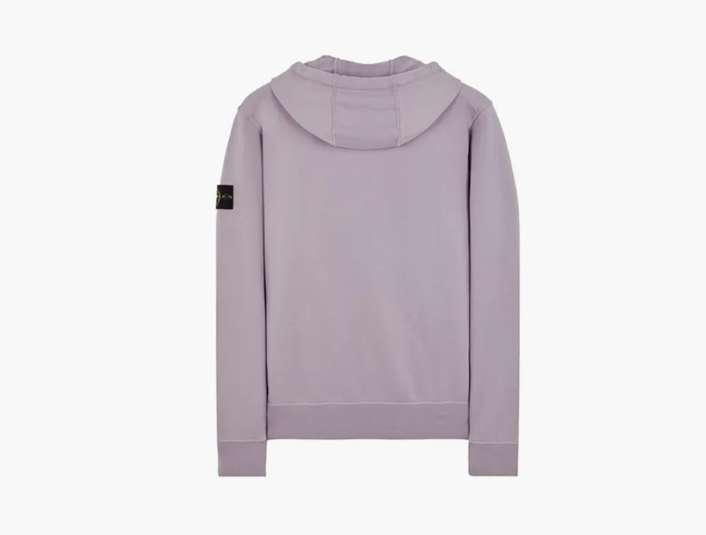 Stone Island Brushed Cotton Full Zip Hoodie Lavender