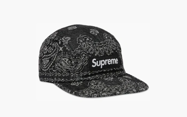 Supreme Bandana Jacquard Denim Camp Cap Black 