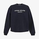Stone Island Marina Cotton Fleece Crewneck Sweatshirt Navy Blue