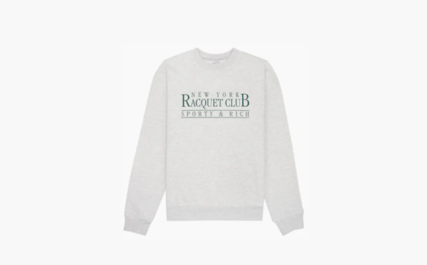 Sporty & Rich NY Raquet Club Crewneck Heather Grey/Forest 
