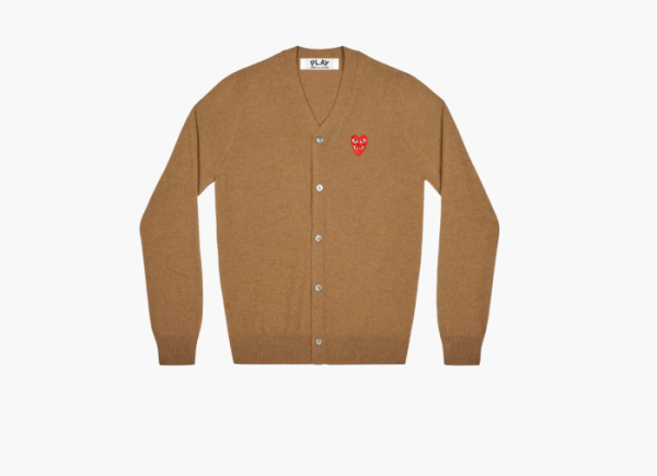 COMME des GARCONS PLAY Cardigan Red Emblem Brown 