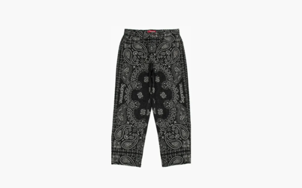 Supreme Bandana Jacquard Baggy Jean Black 