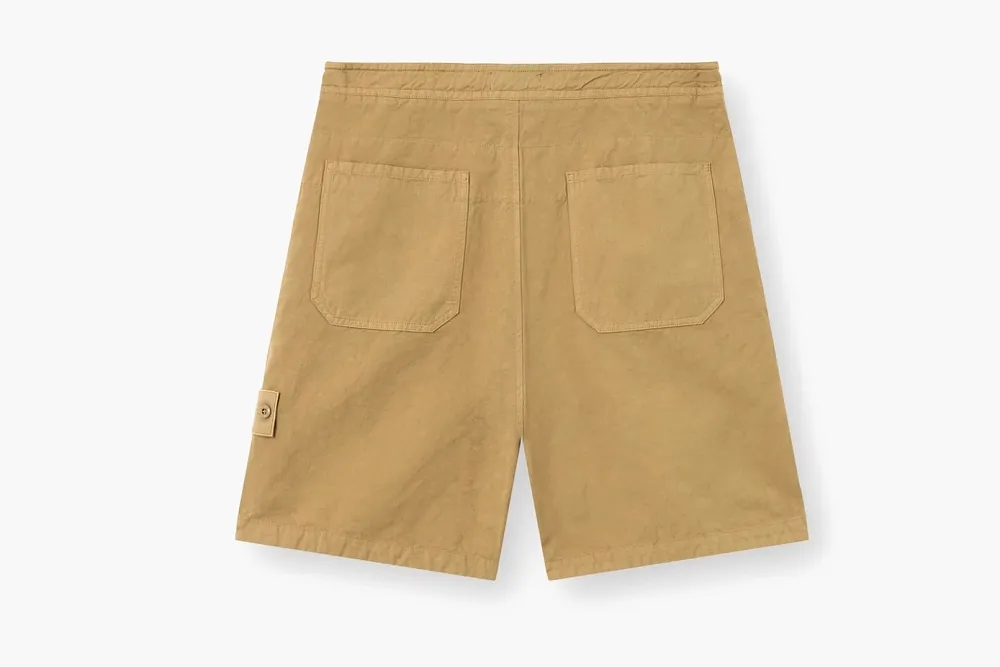 Stone Island Cotton Linen Canvas S.I. Ghost Shorts Dark Beige