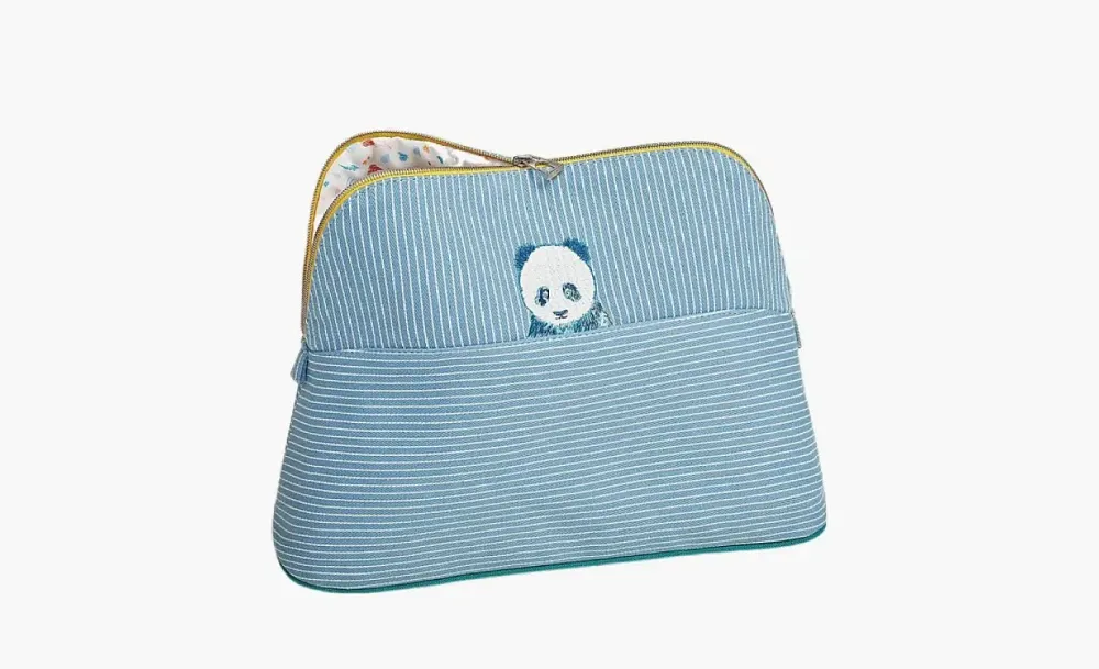 Hermès Bolide Cotton And Polyurethane Handheld Makeup Bag Blue