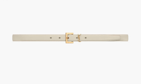 Saint Laurent Cassandre Thin Leather Belt With Square Buckle Blanc Vintage  Saint Laurent Cassandre Thin Leather Belt With Square Buckle Blanc Vintage