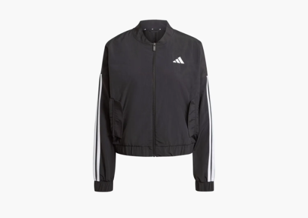 Adidas Essentials 3-Stripes Lifestyle Woven Bomber Jacket  Black / White  Adidas Essentials 3-Stripes Lifestyle Woven Bomber Jacket  Black / White