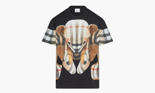 Burberry Thomas Bear Print Cotton Oversized T-shirt Black 