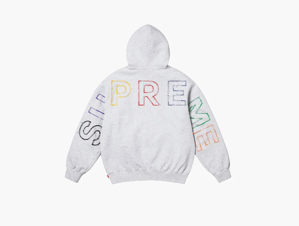 Supreme Frayed Hooded Sweatshirt Ash Grey