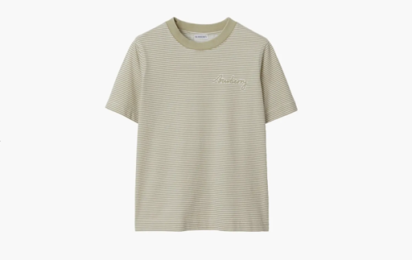 Burberry Striped Cotton T-shirt  Skylark  Burberry Striped Cotton T-shirt  Skylark
