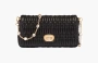 Miu Miu Crystal Cloque Nappa Leather Shoulder Bag "Black" 