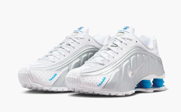 Nike Shox R4 WMNS White Metallic Silver Blue Hero 