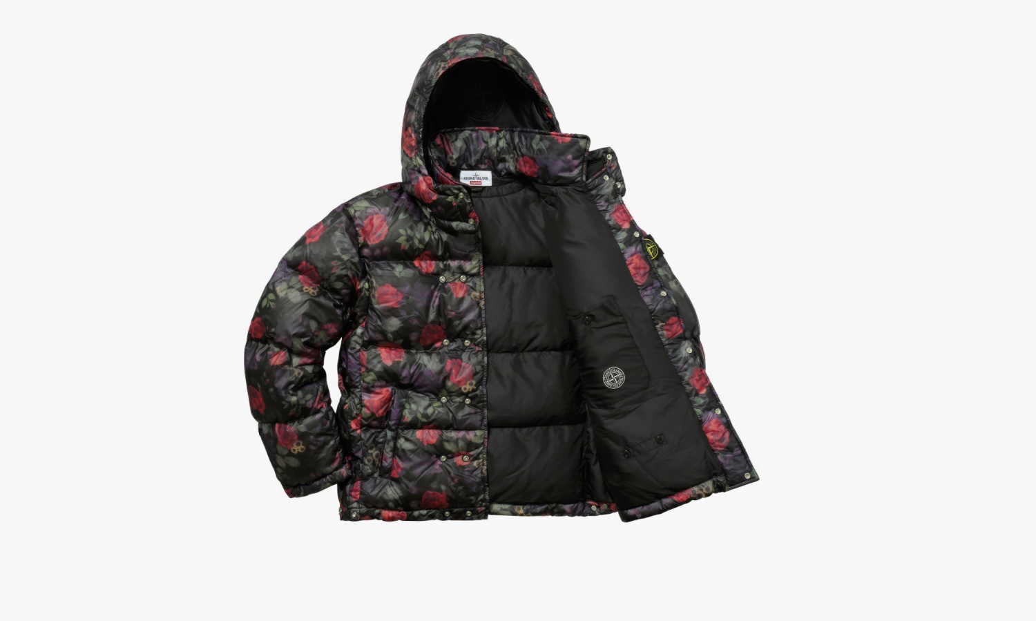 фото Supreme Stone Island Lamy Cover Stampato Puffy Jacket "Black" (Куртки)-