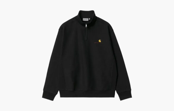 Carhartt WIP Half Zip American Script Sweatshirt Black 